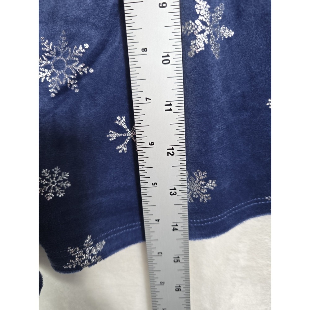 Sleep Chic XL Blue Velour Pajama Set Snowflake Print Long Sleeve Soft Lounge - Picture 14 of 15